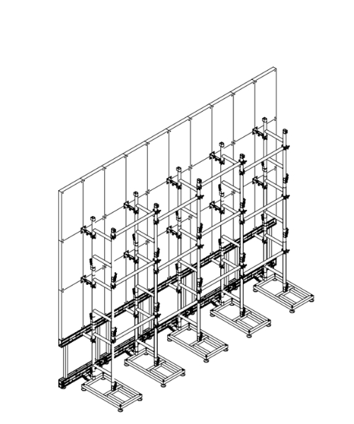 #Modular off-ground LED wall support solution