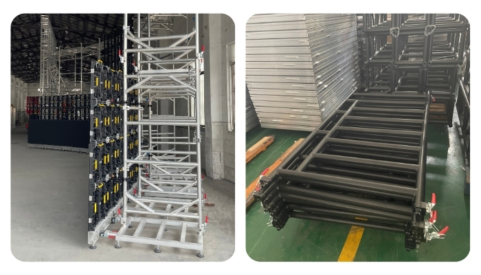 reinforced ladder trusses for LED ground support system
